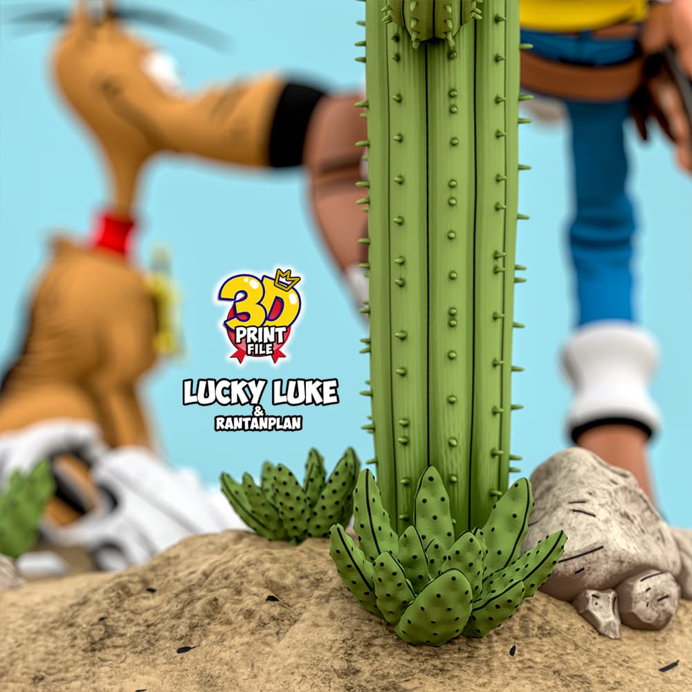 Lucky Luke & Rantanplan 3D Diorama - Free size