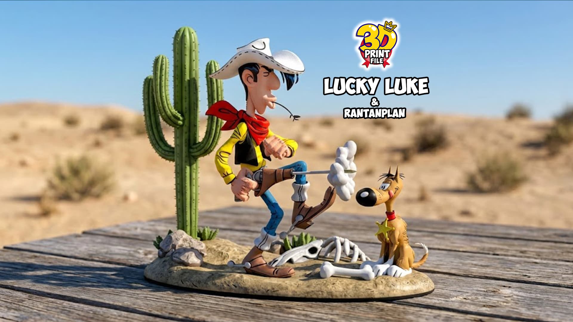 Lucky Luke & Rantanplan 3D Diorama - Free size