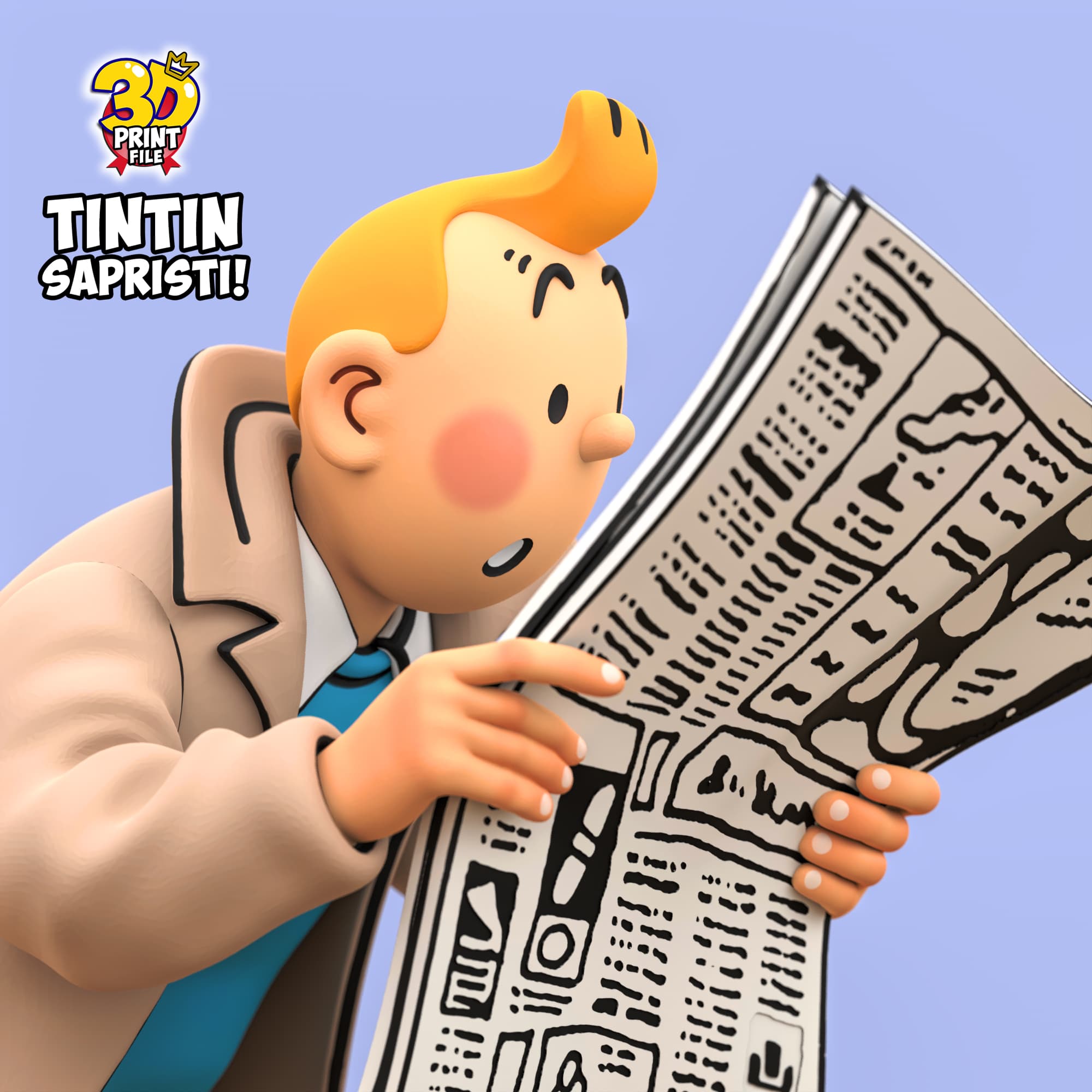 TINTIN sapristi ! with newspaper - 3D print ready model
