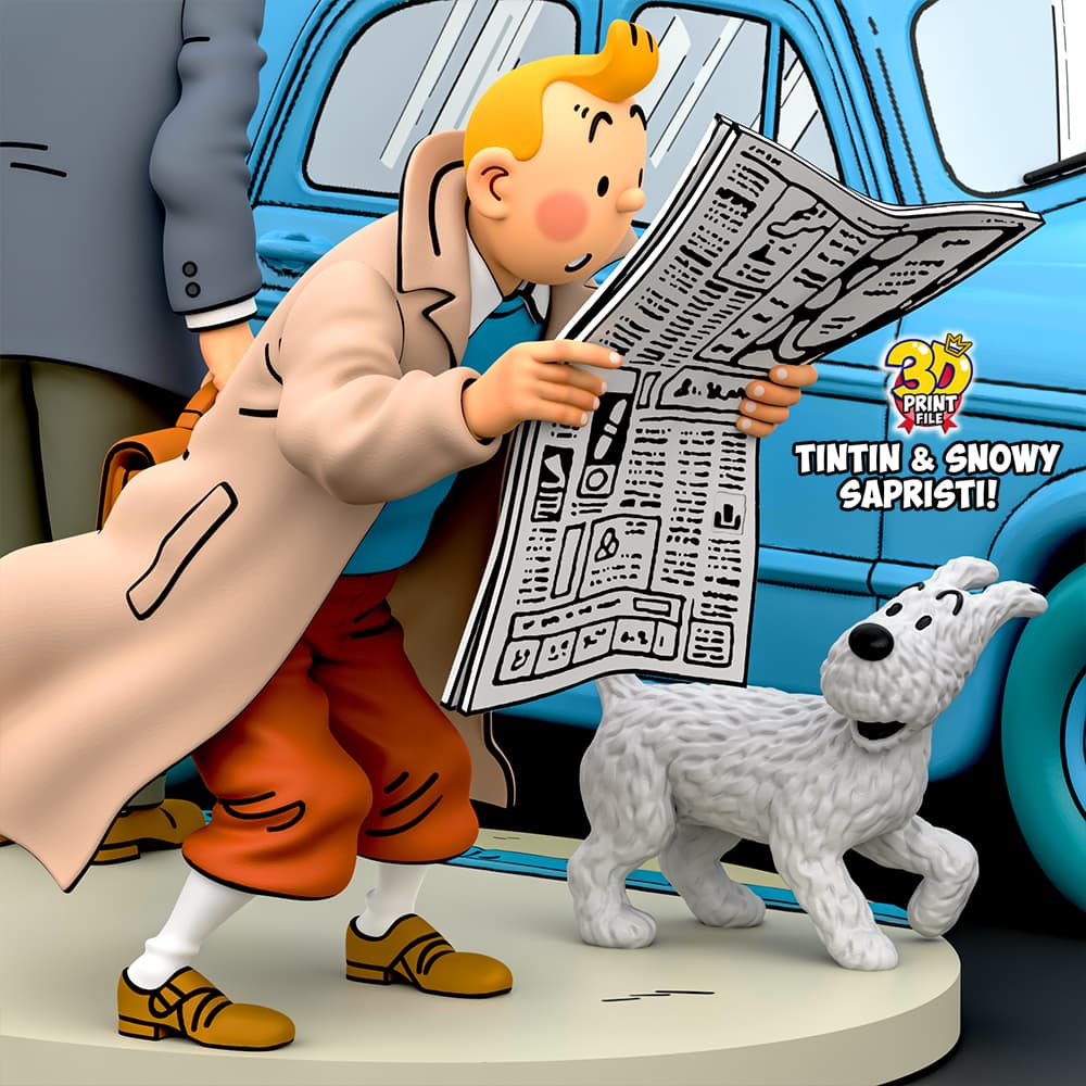 TINTIN & Snowy - “Sapristi!” Classic Street 3D print ready Diorama