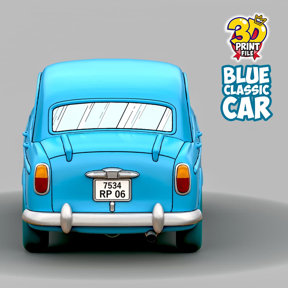 Blue Classic Car 3d print ready model from Sapristi Diorama