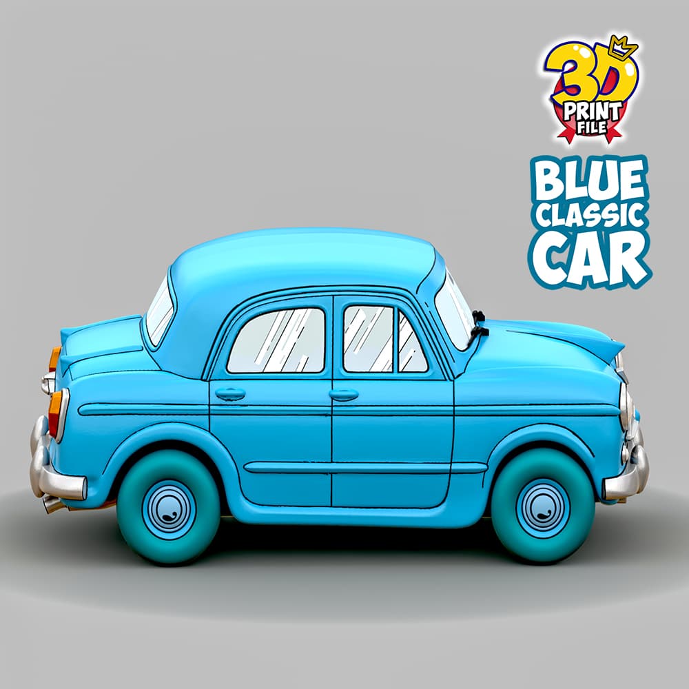 Blue Classic Car 3d print ready model from Sapristi Diorama
