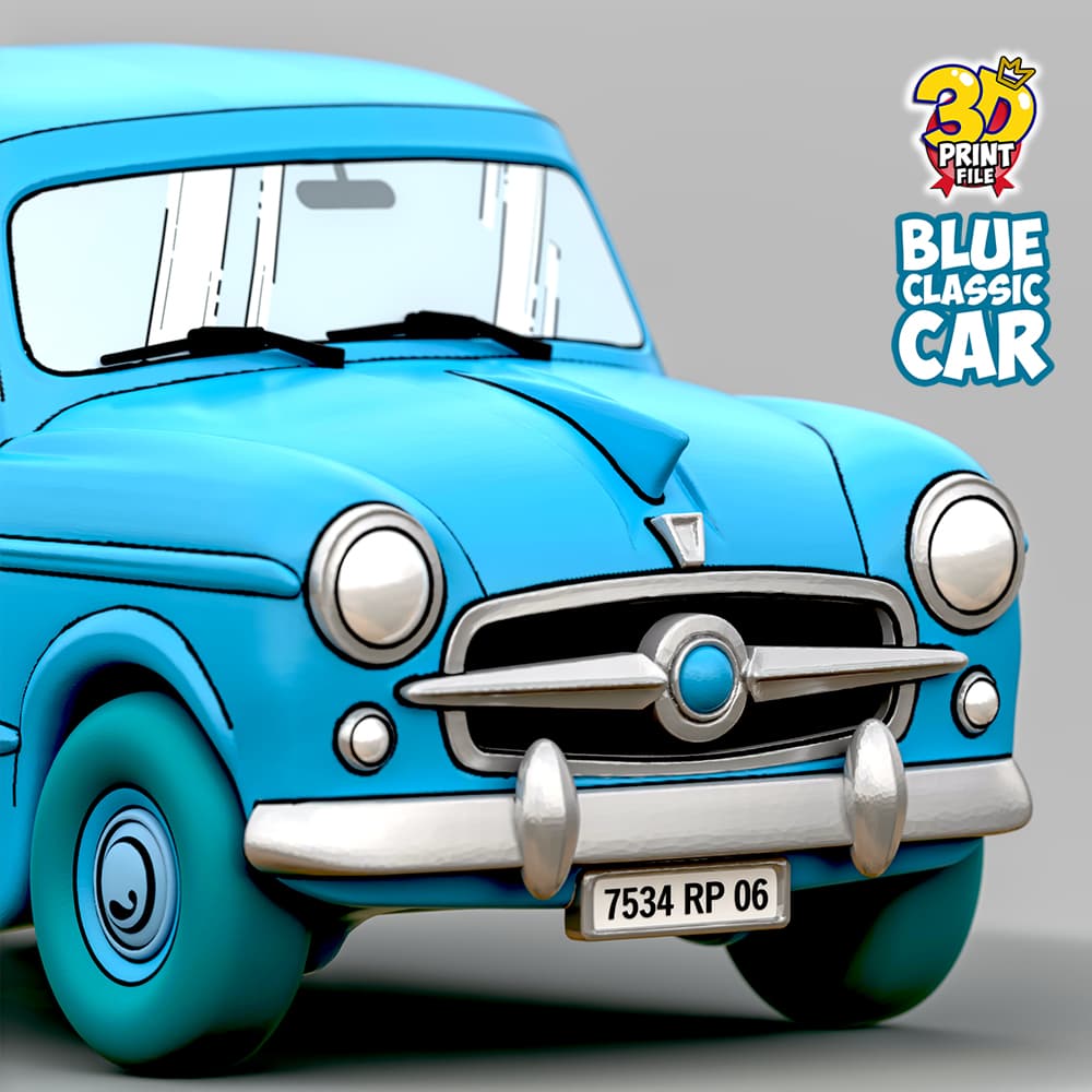 Blue Classic Car 3d print ready model from Sapristi Diorama