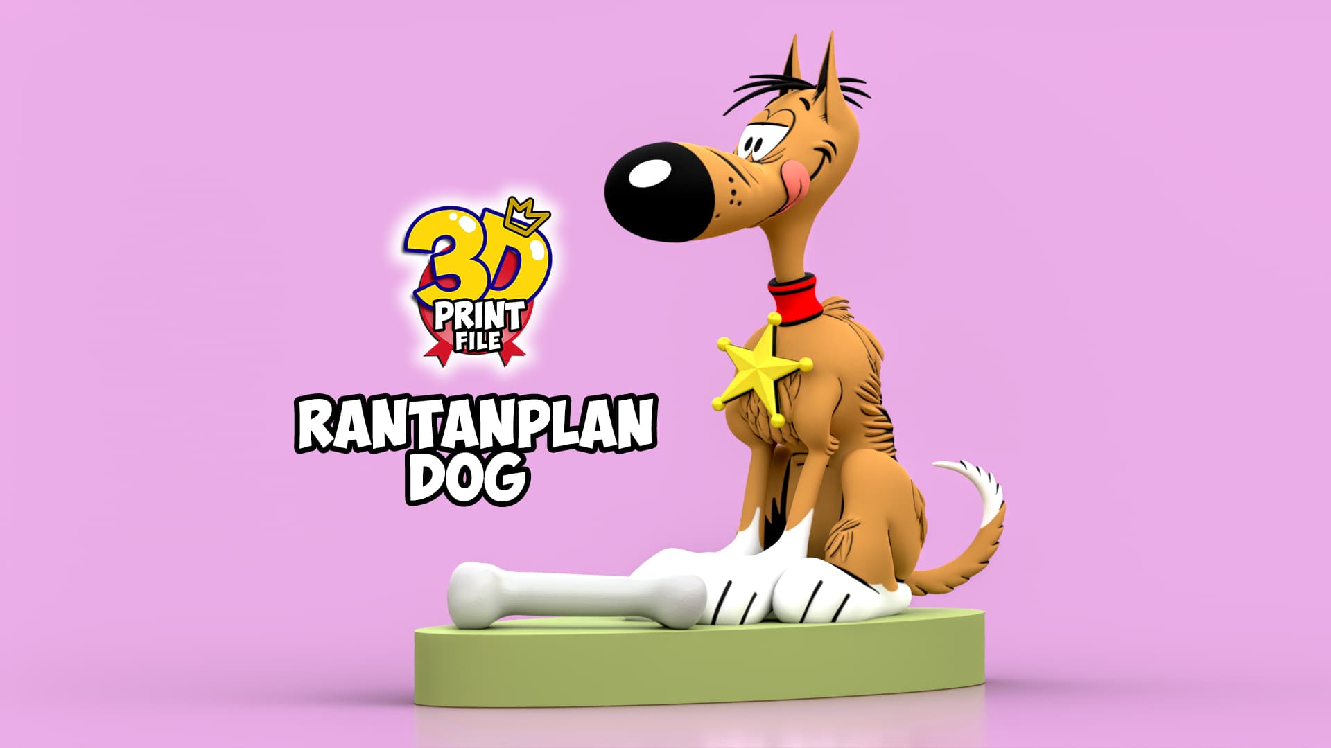 Rantanplan dog 3D printable model - free size