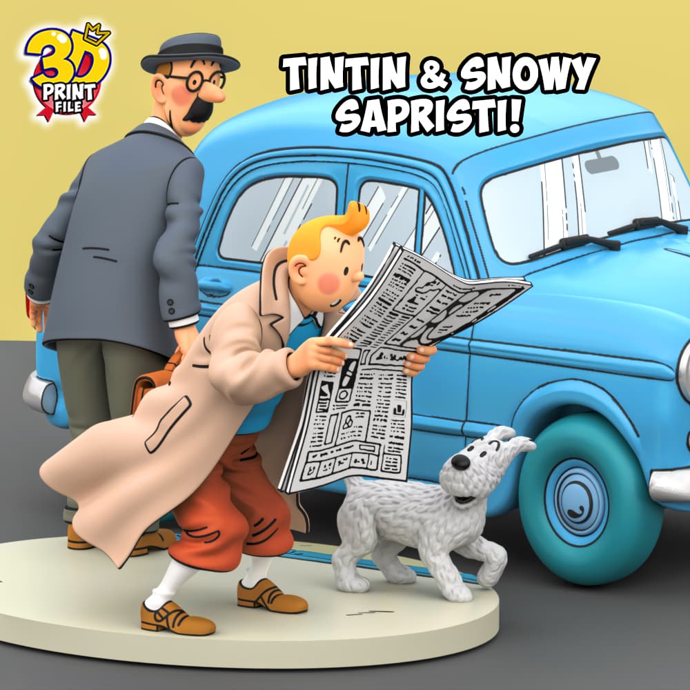 TINTIN & Snowy - “Sapristi!” Classic Street 3D print ready Diorama