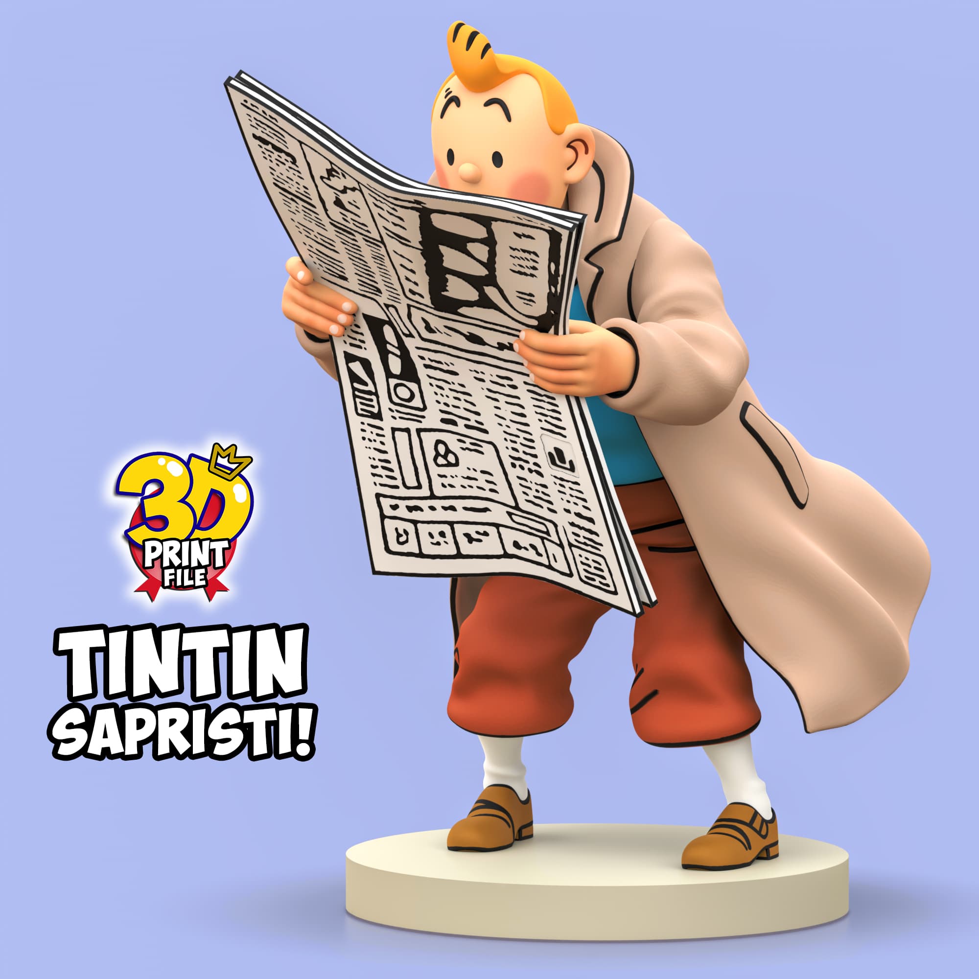 TINTIN sapristi ! with newspaper - 3D print ready model