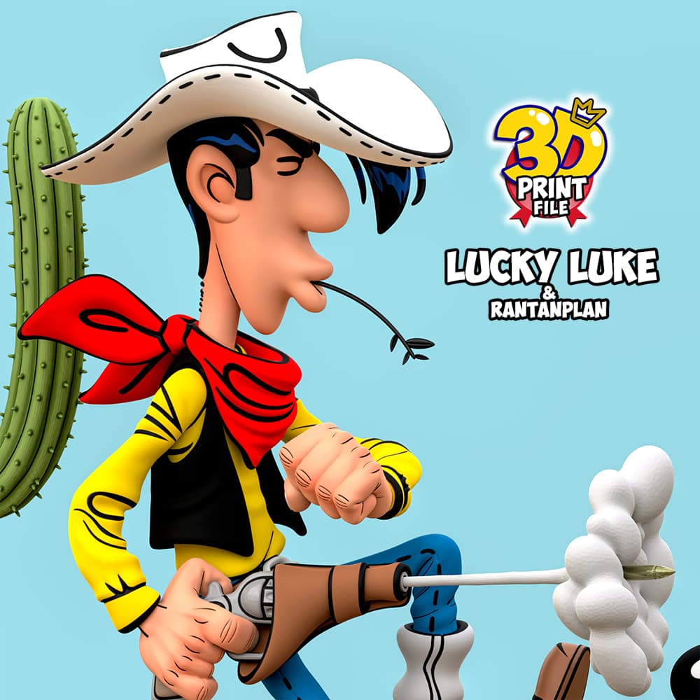 Lucky Luke & Rantanplan 3D Diorama - Free size