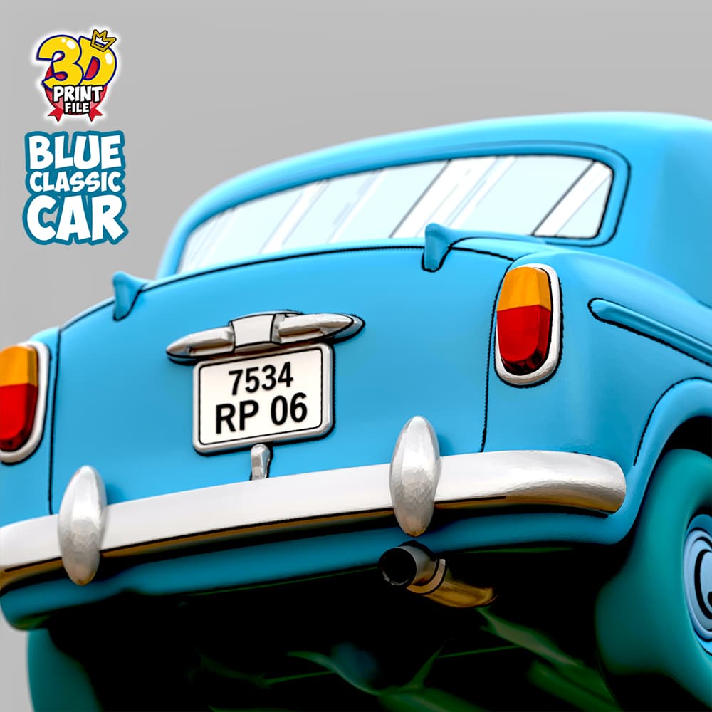 Blue Classic Car 3d print ready model from Sapristi Diorama