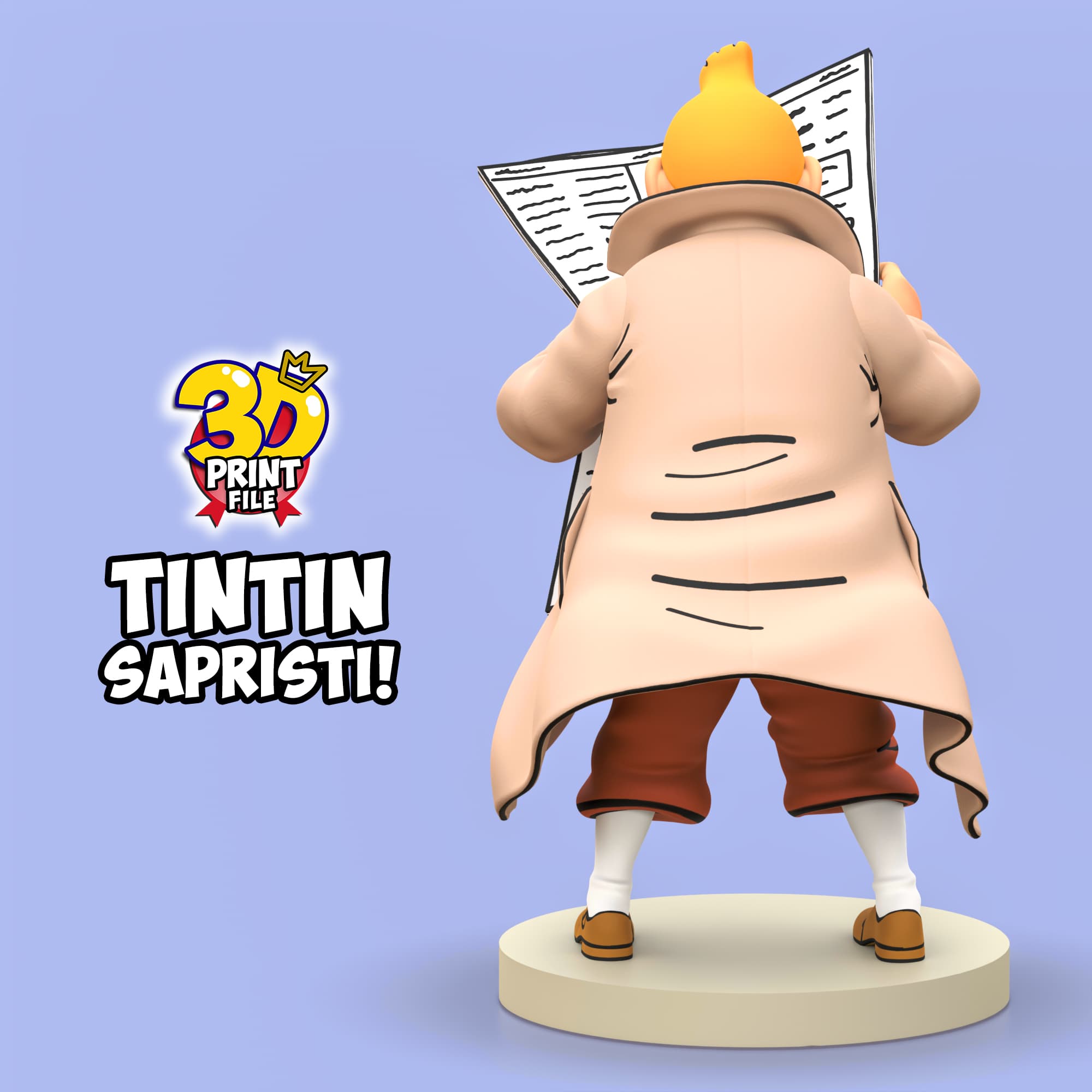 TINTIN sapristi ! with newspaper - 3D print ready model