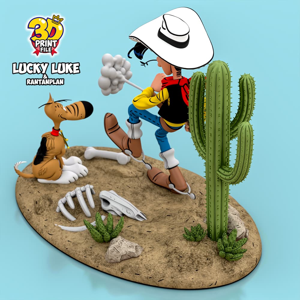 Lucky Luke & Rantanplan 3D Diorama - Free size