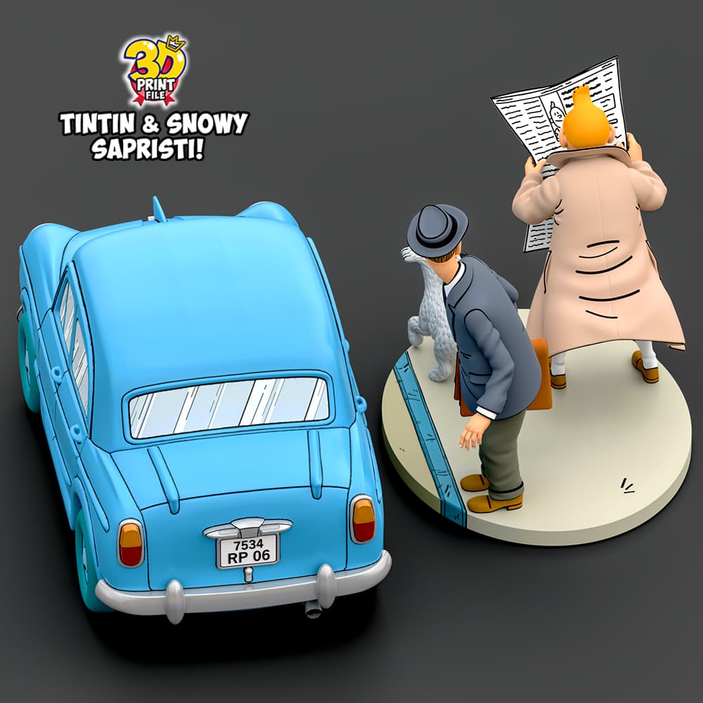 TINTIN & Snowy - “Sapristi!” Classic Street 3D print ready Diorama