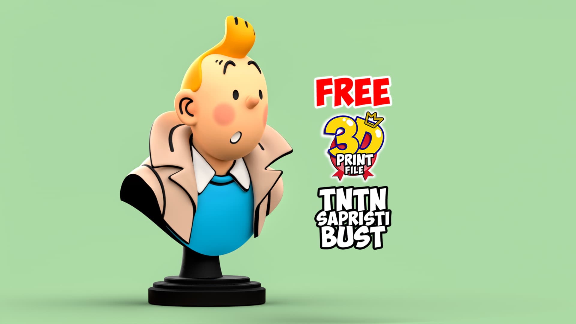 Free TINTIN sapristi bust - 3D print ready