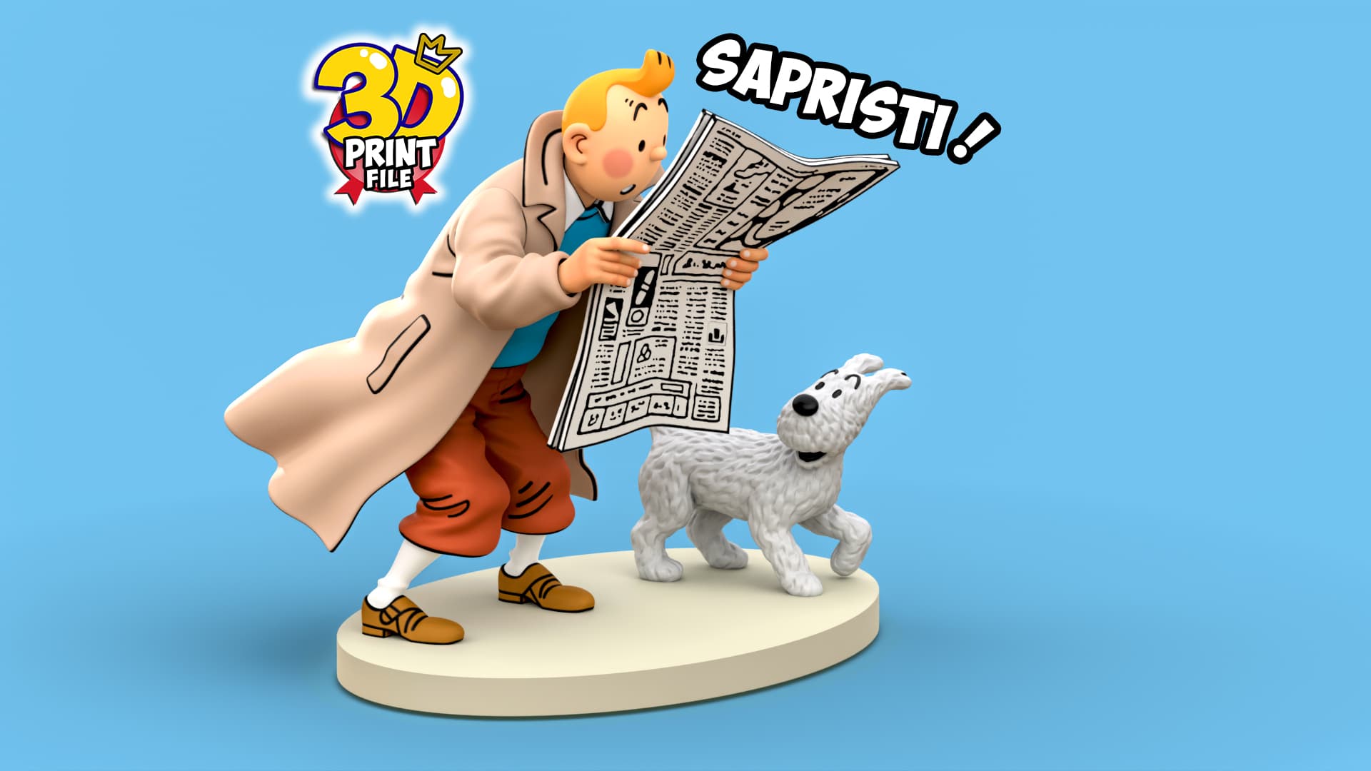 TINTIN & Snowy Sapristi 3d print ready model