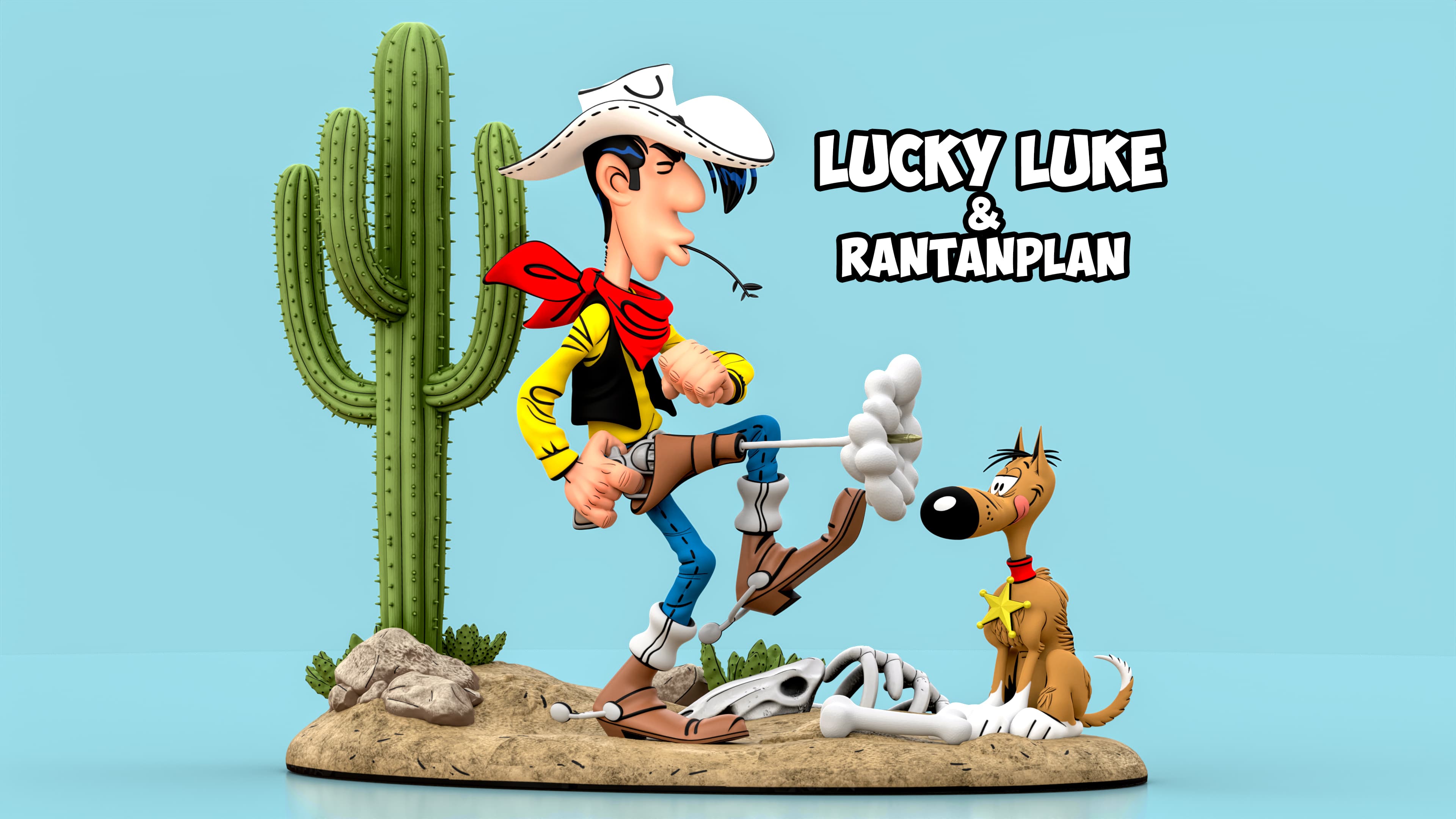 Lucky Luke & Rantanplan 3D Diorama - Free size