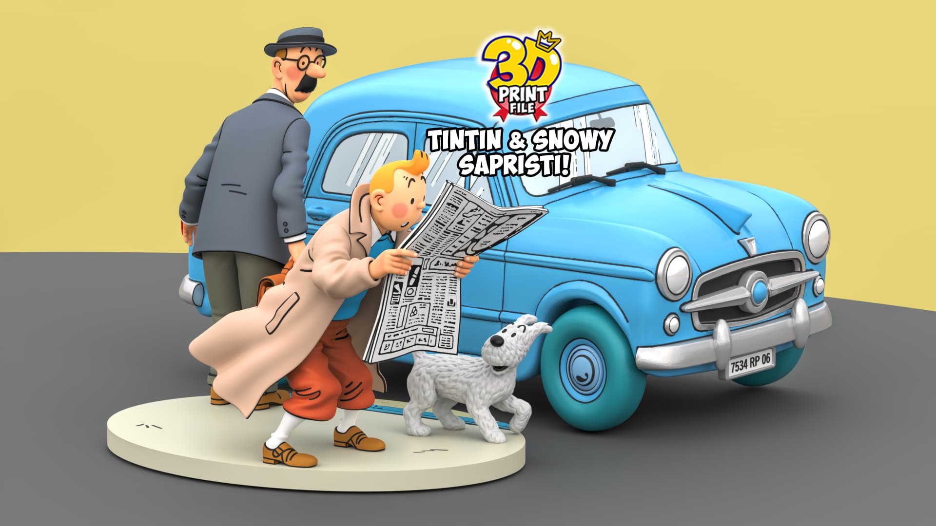TINTIN & Snowy - “Sapristi!” Classic Street 3D print ready Diorama