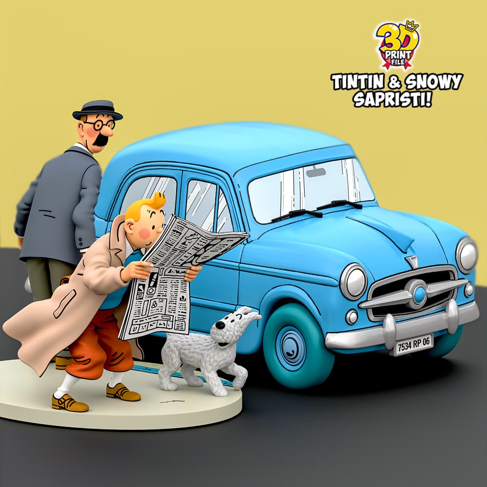 TINTIN & Snowy - “Sapristi!” Classic Street 3D print ready Diorama