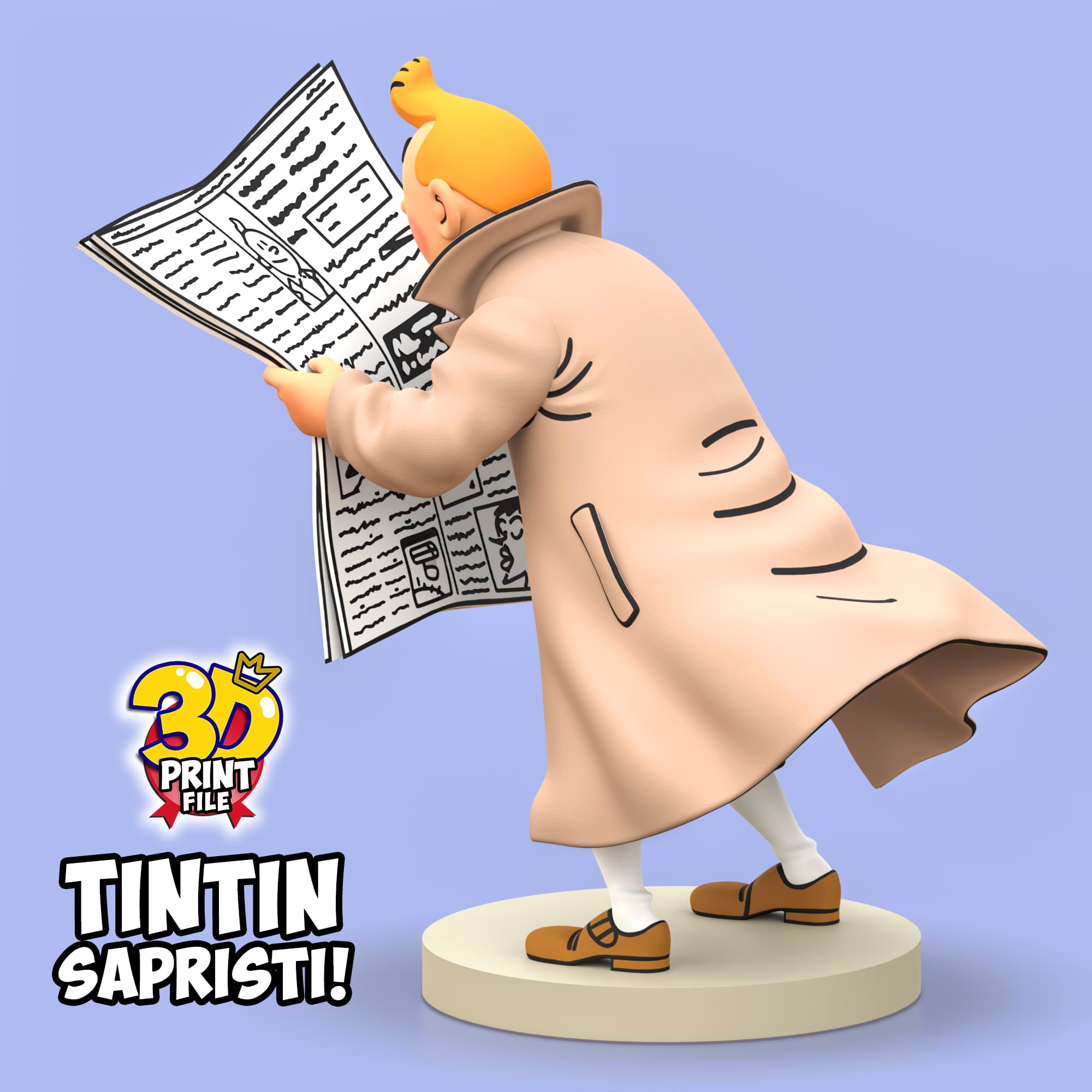 TINTIN sapristi ! with newspaper - 3D print ready model