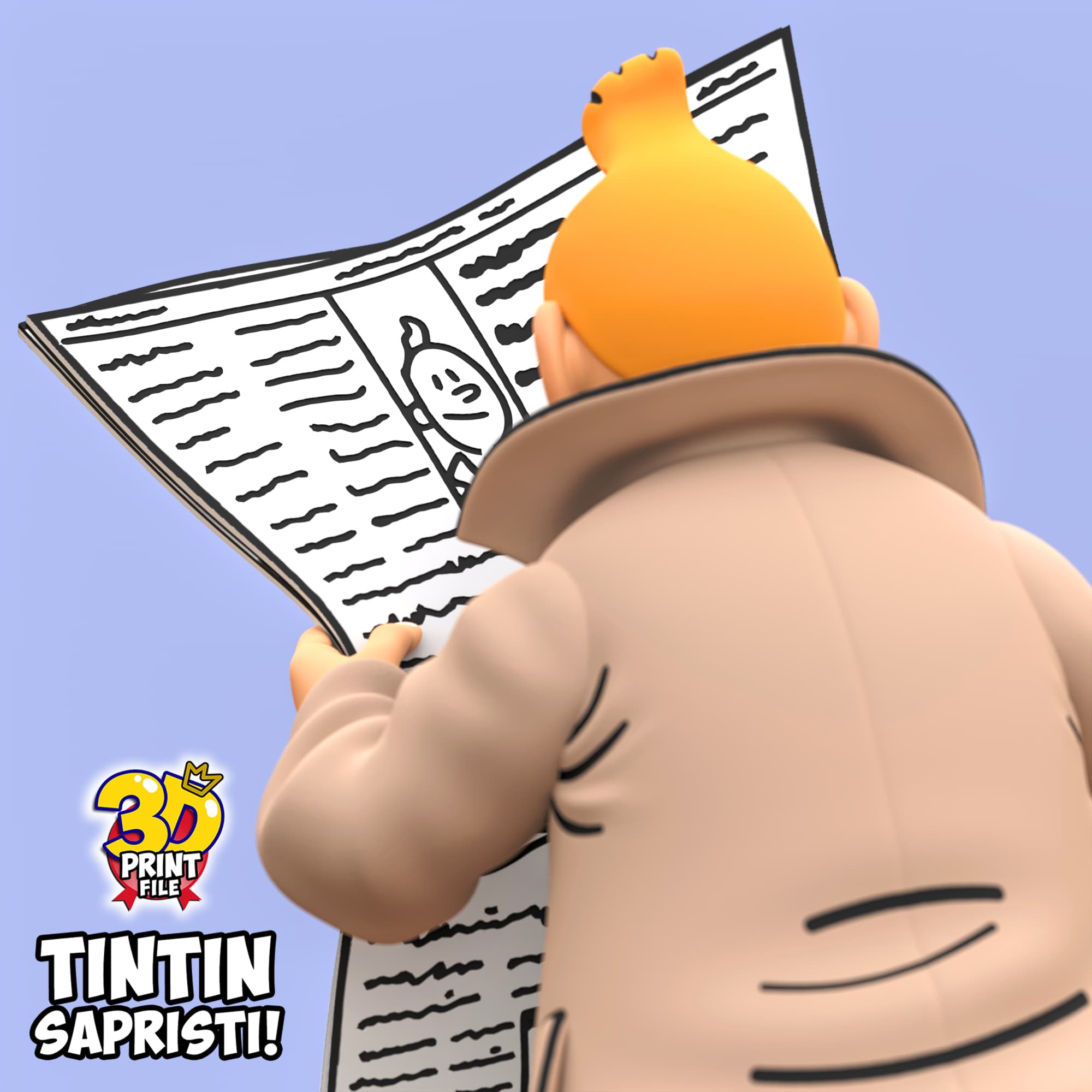 TINTIN sapristi ! with newspaper - 3D print ready model