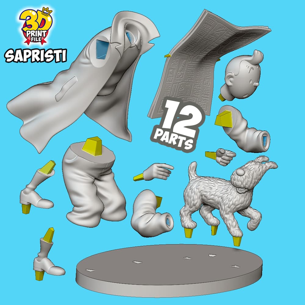 TINTIN & Snowy Sapristi 3d print ready model