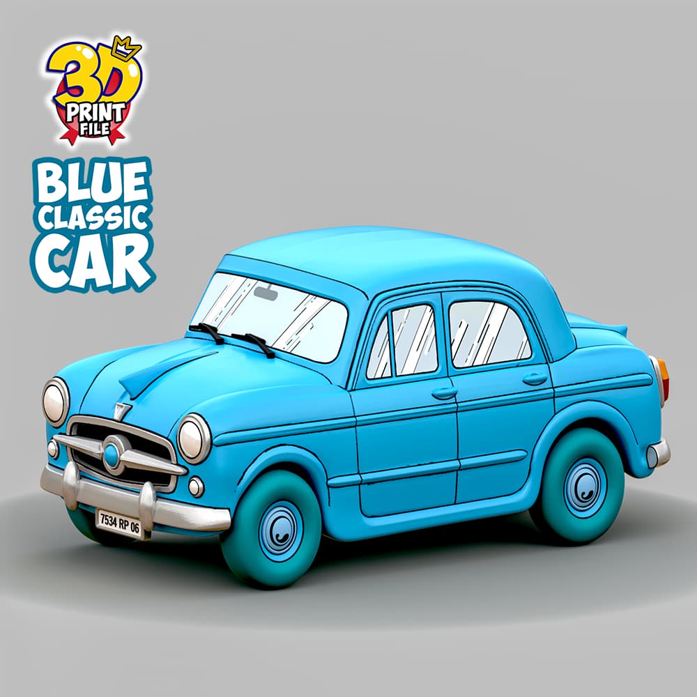 Blue Classic Car 3d print ready model from Sapristi Diorama
