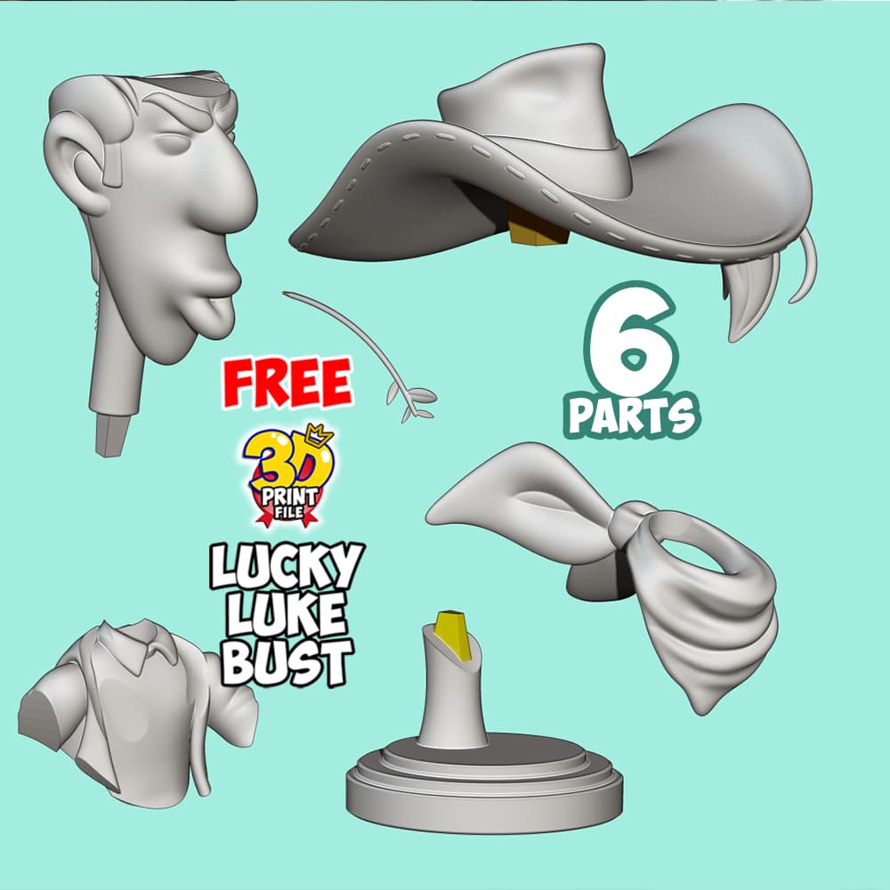 Lucky Luke – Stylized 3D Printable FREE Bust