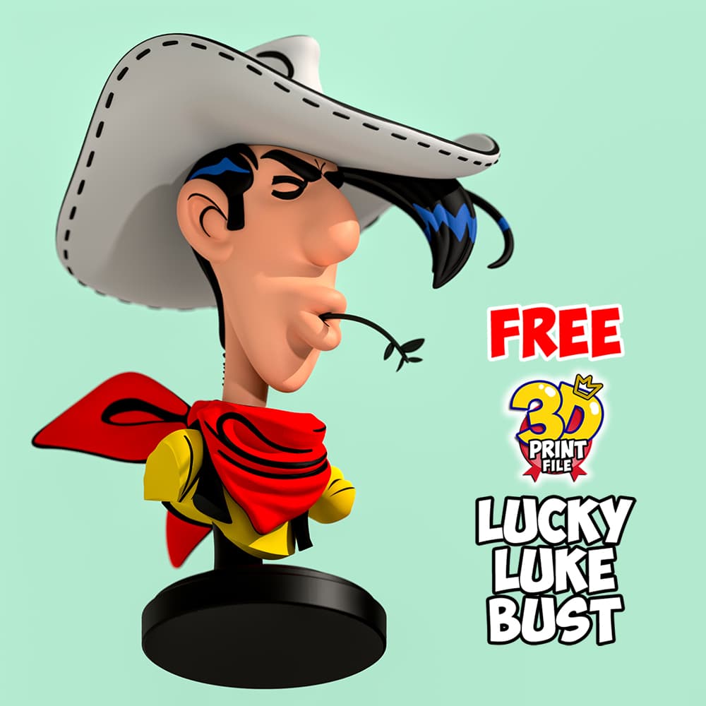 Lucky Luke – Stylized 3D Printable FREE Bust