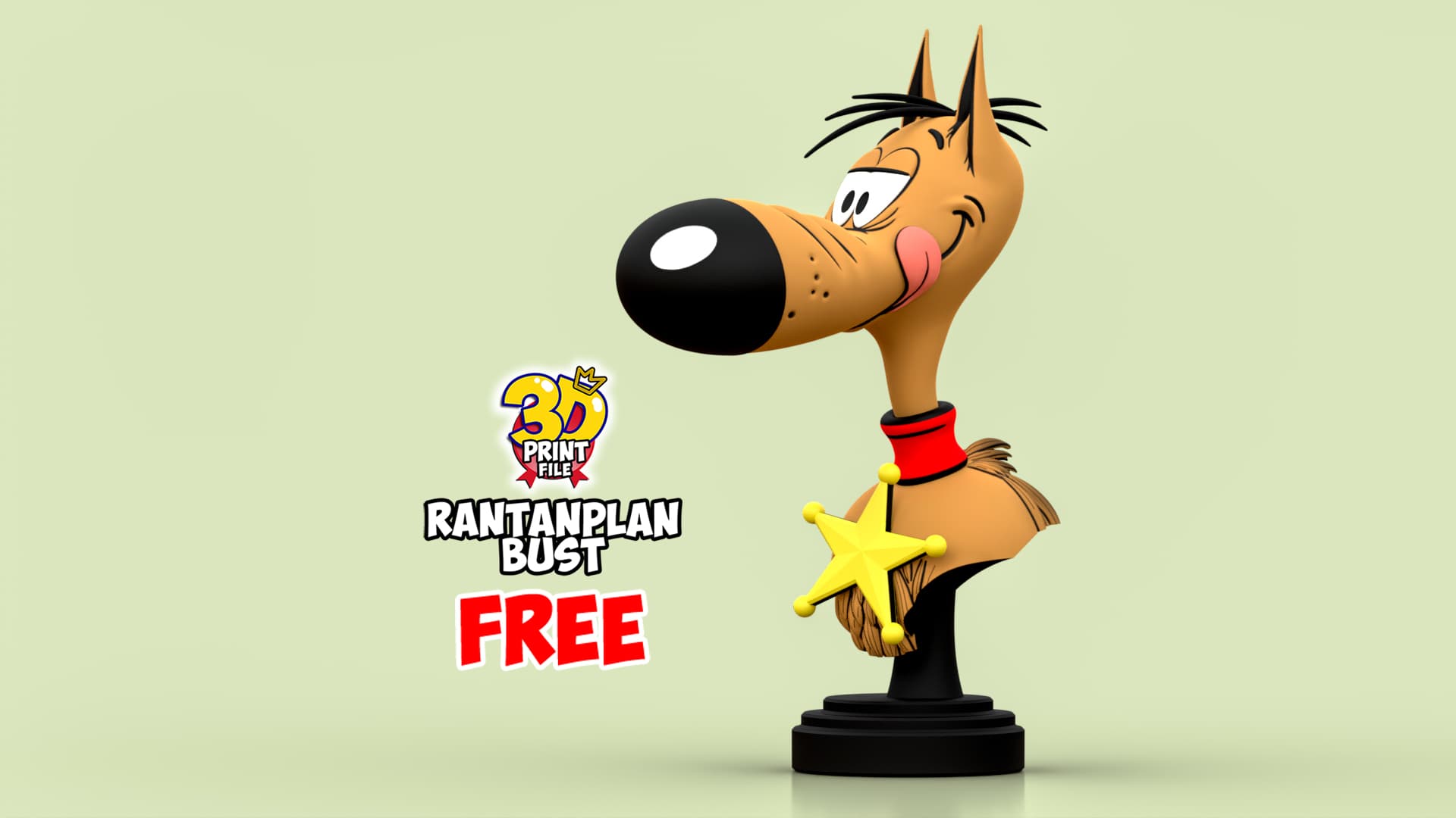 Rantanplan dog-Stylized 3D Printable FREE Bust