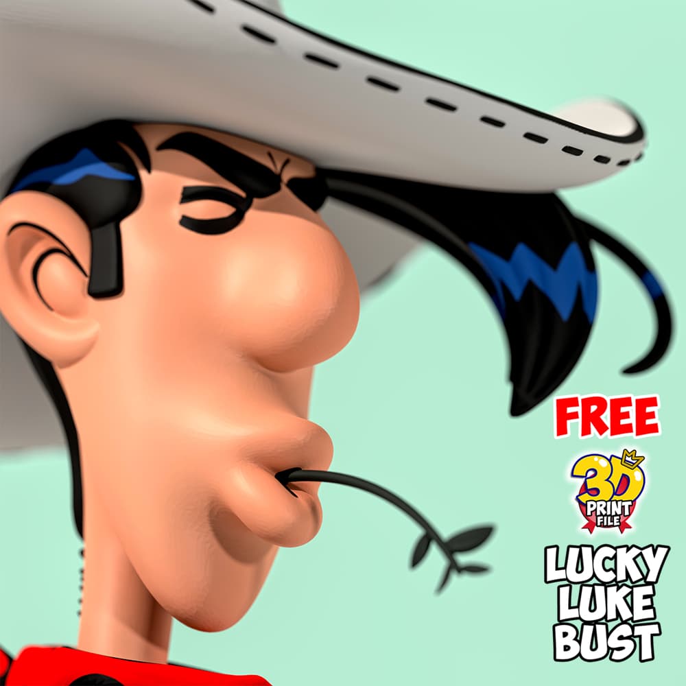 Lucky Luke – Stylized 3D Printable FREE Bust