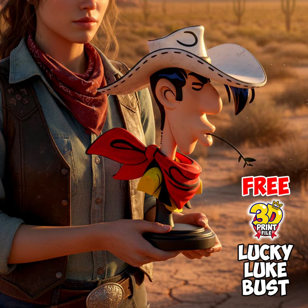 Lucky Luke – Stylized 3D Printable FREE Bust