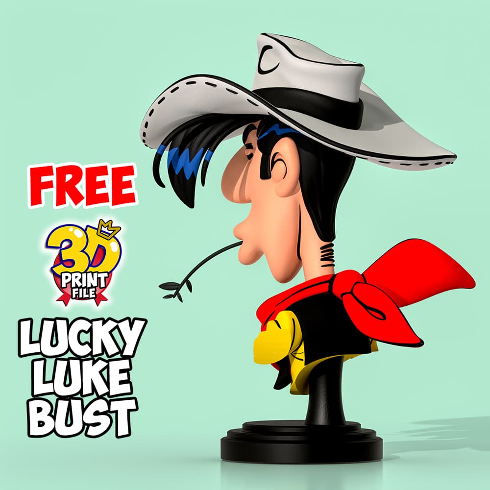 Lucky Luke – Stylized 3D Printable FREE Bust