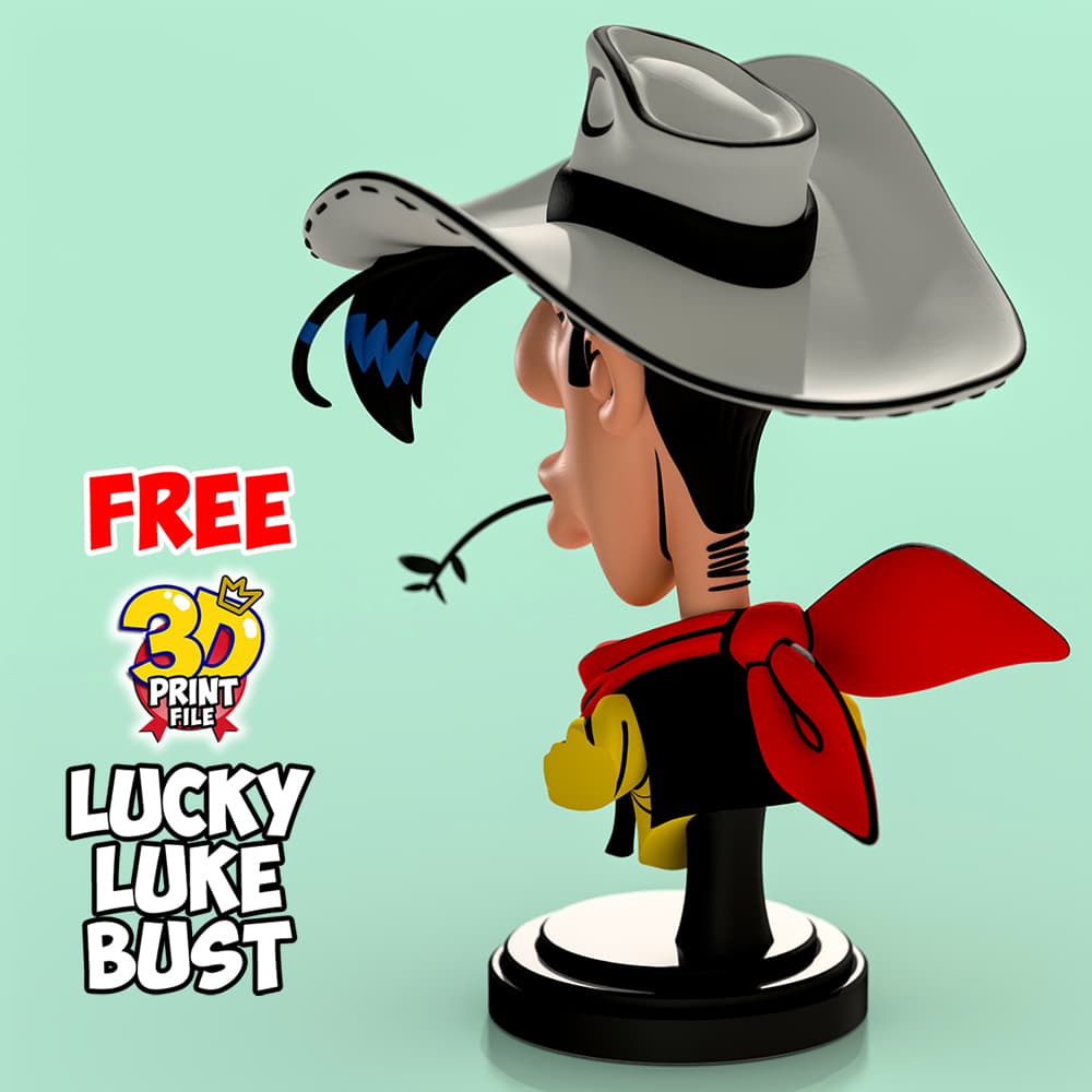 Lucky Luke – Stylized 3D Printable FREE Bust