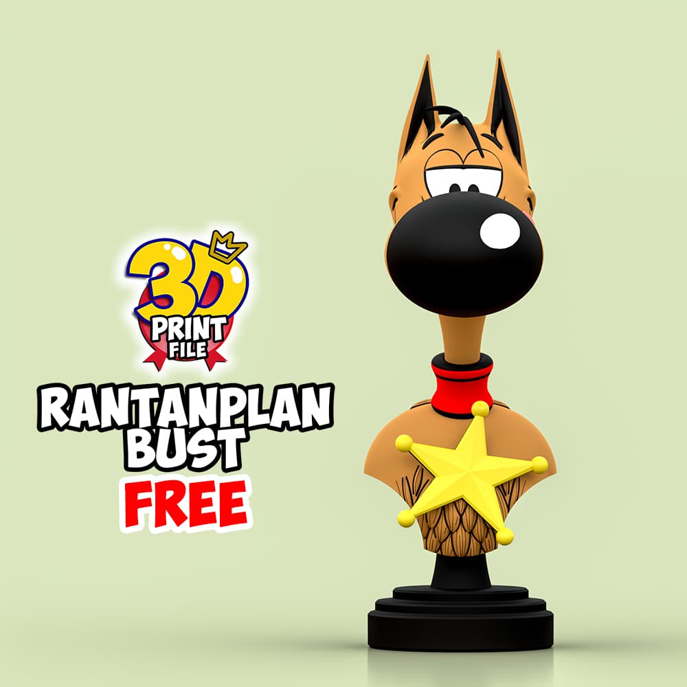 Rantanplan dog-Stylized 3D Printable FREE Bust