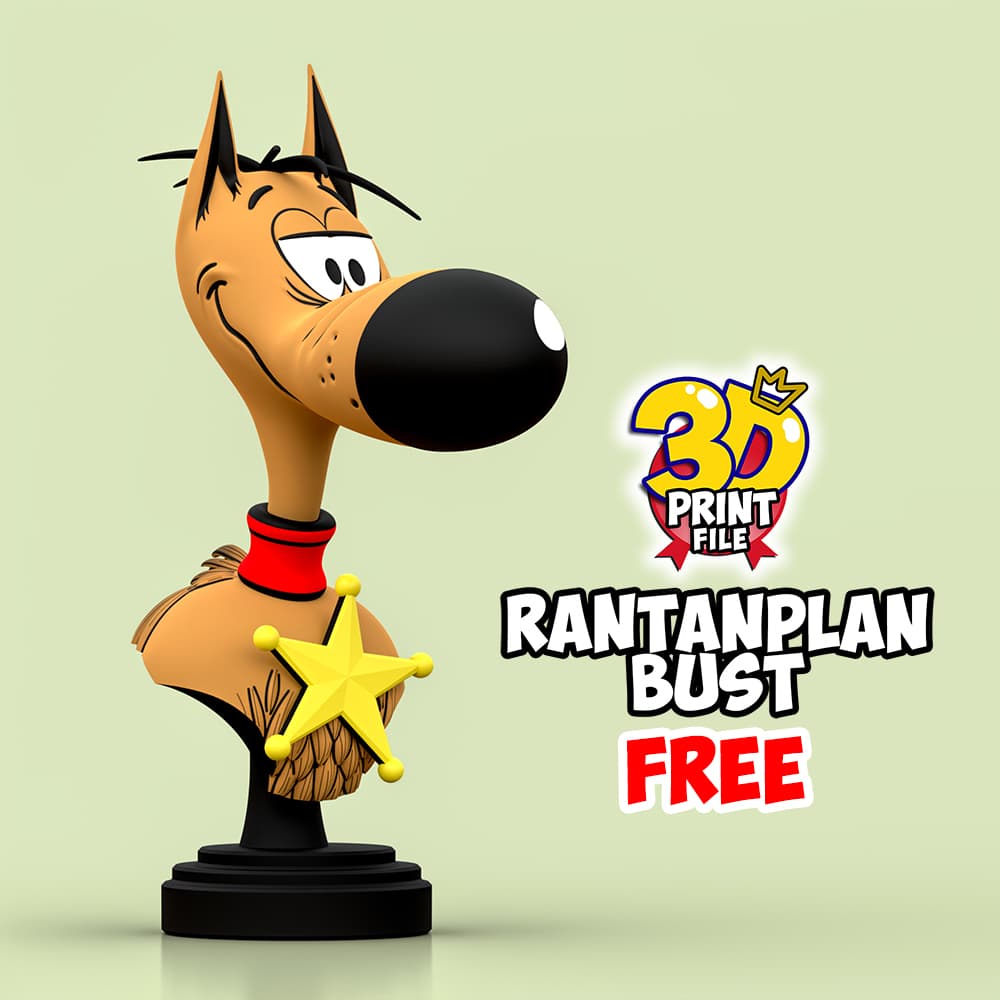 Rantanplan dog-Stylized 3D Printable FREE Bust