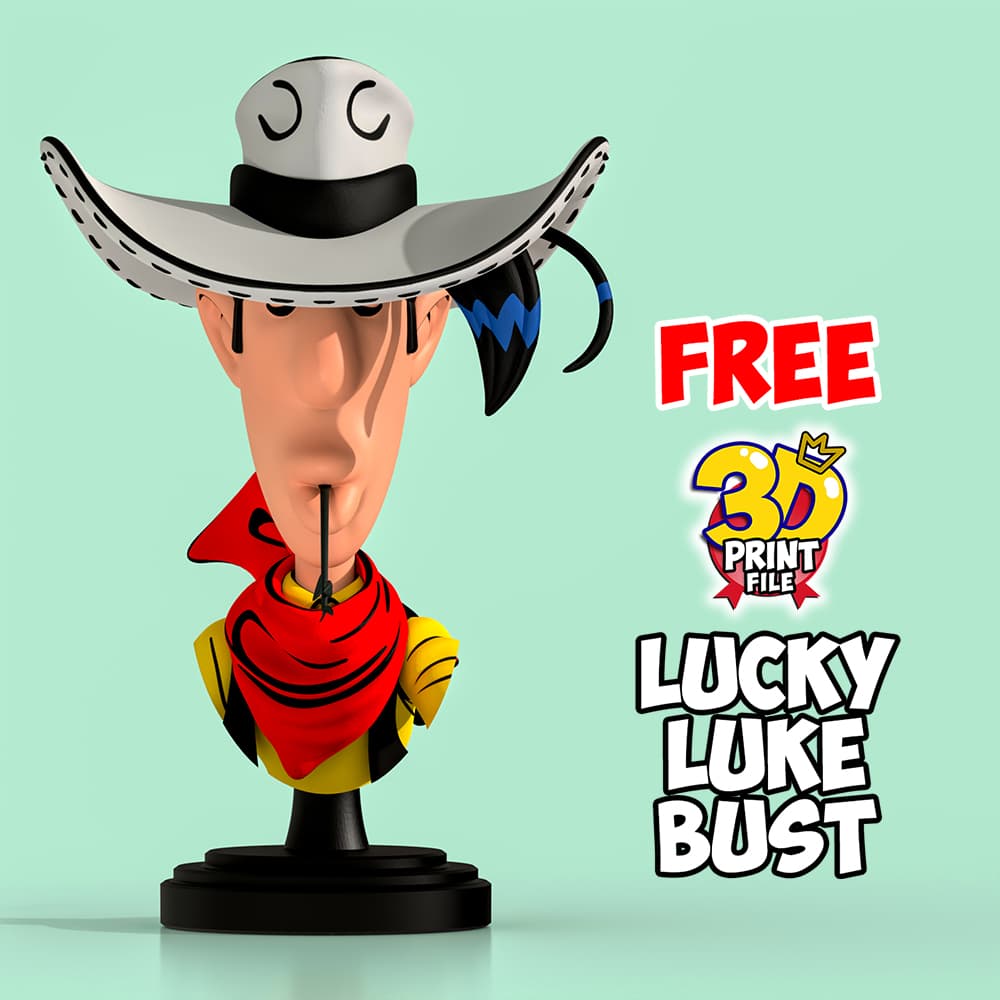 Lucky Luke – Stylized 3D Printable FREE Bust