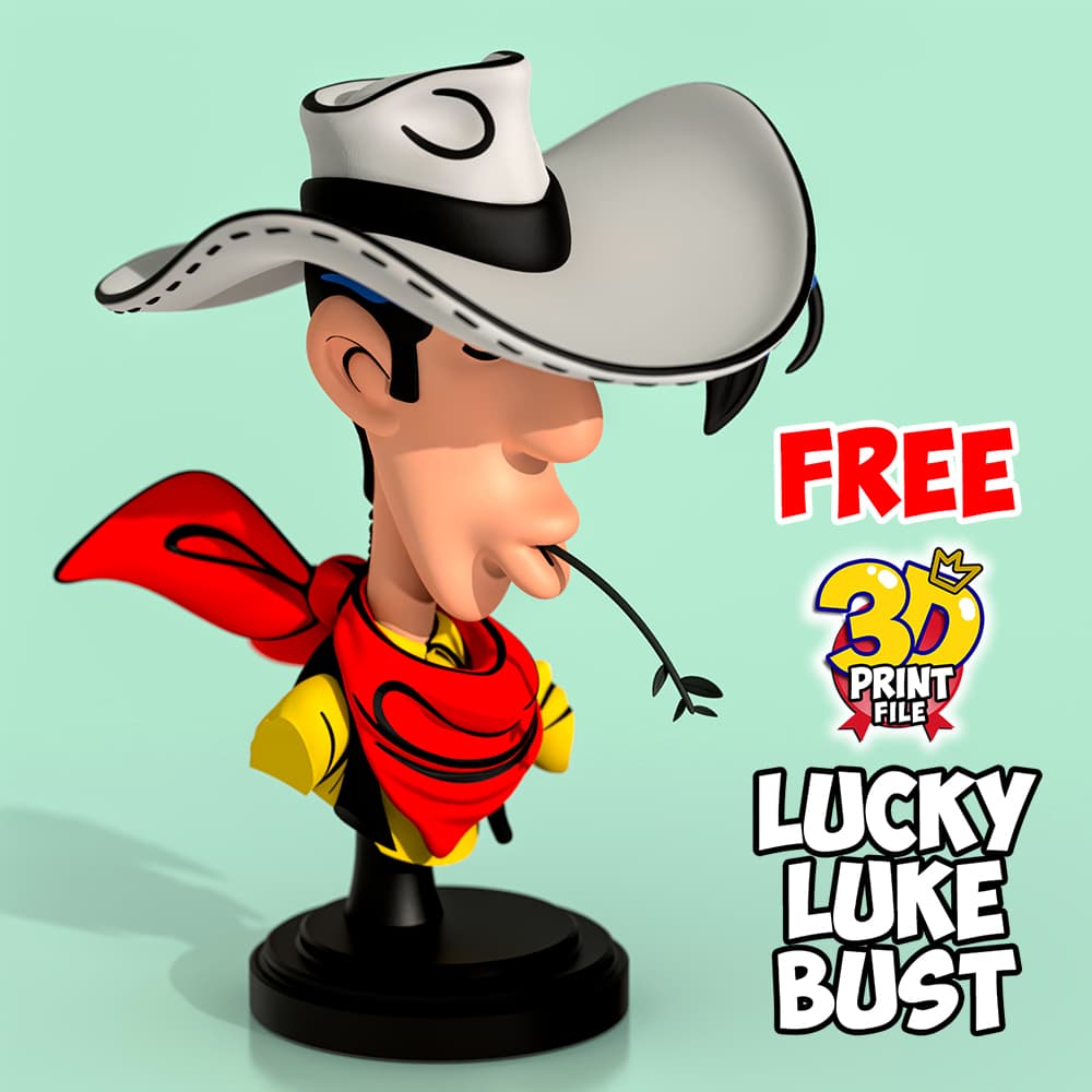 Lucky Luke – Stylized 3D Printable FREE Bust
