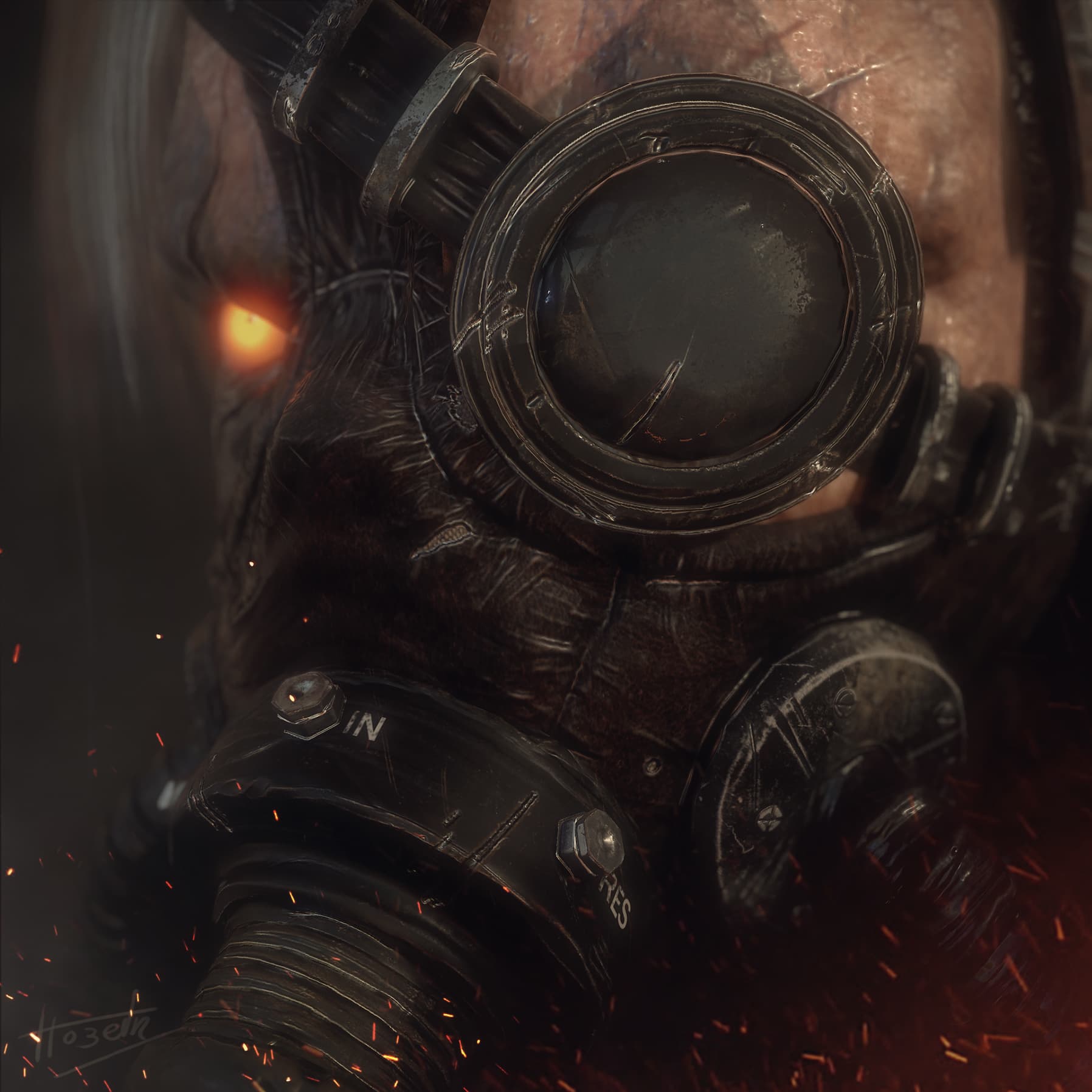 Real time Gas mask character