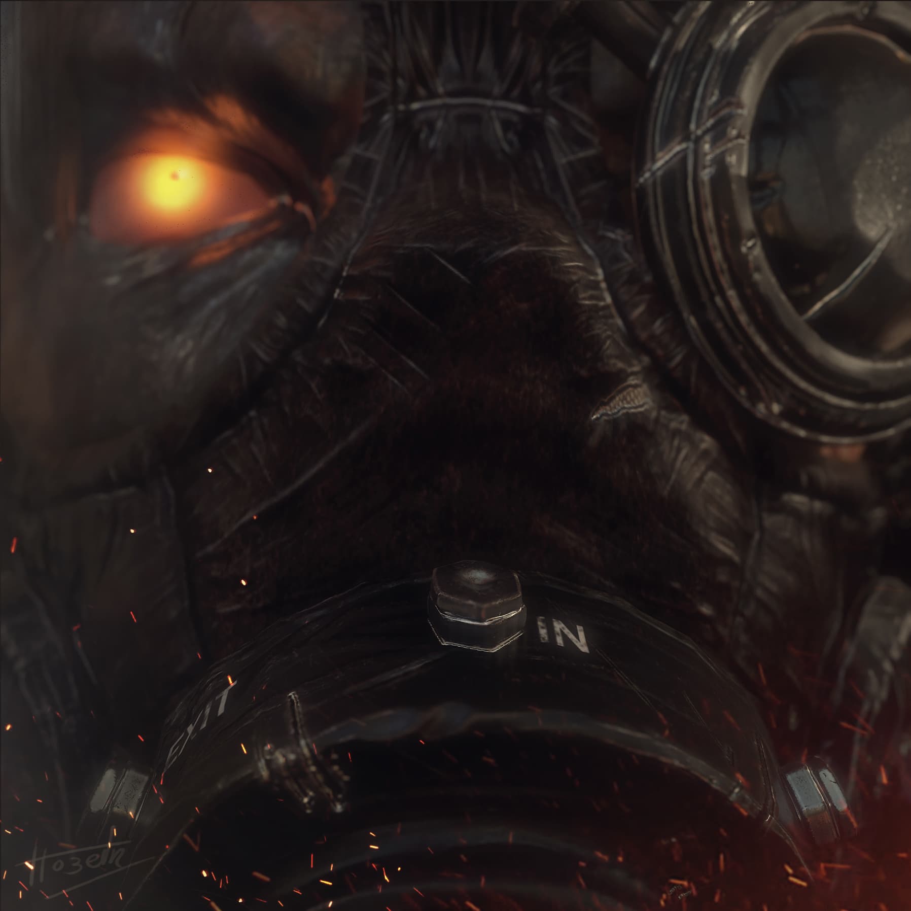 Real time Gas mask character