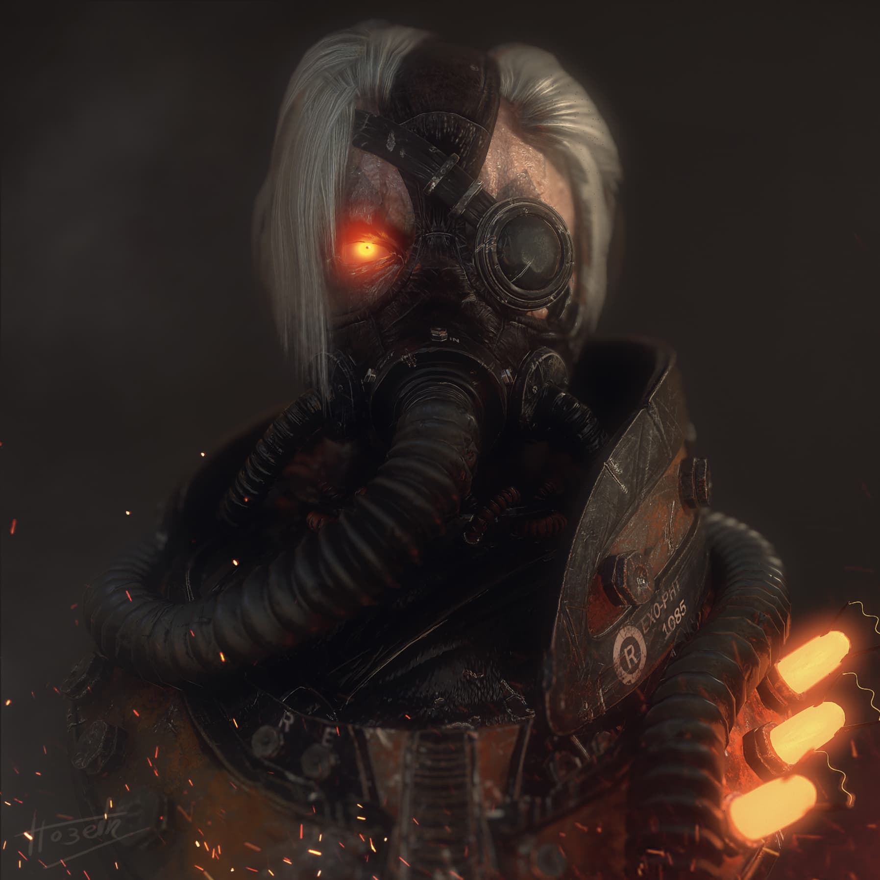 Real time Gas mask character
