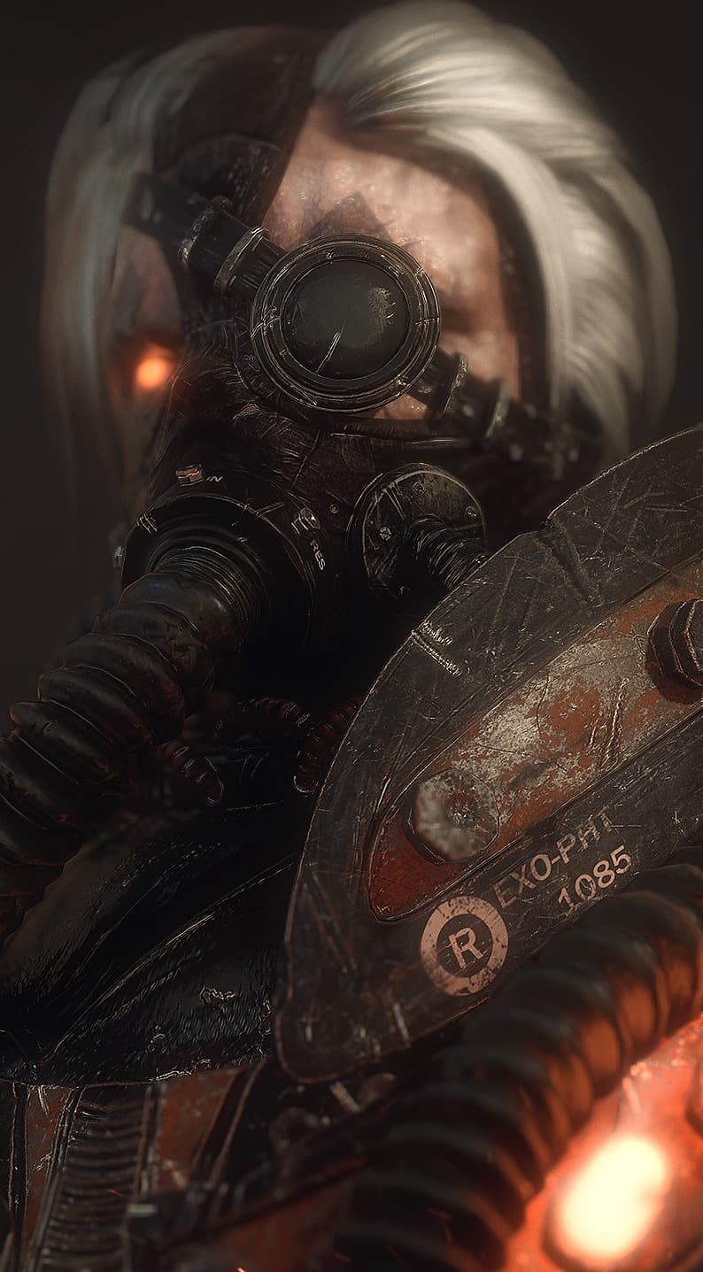 Real time Gas mask character
