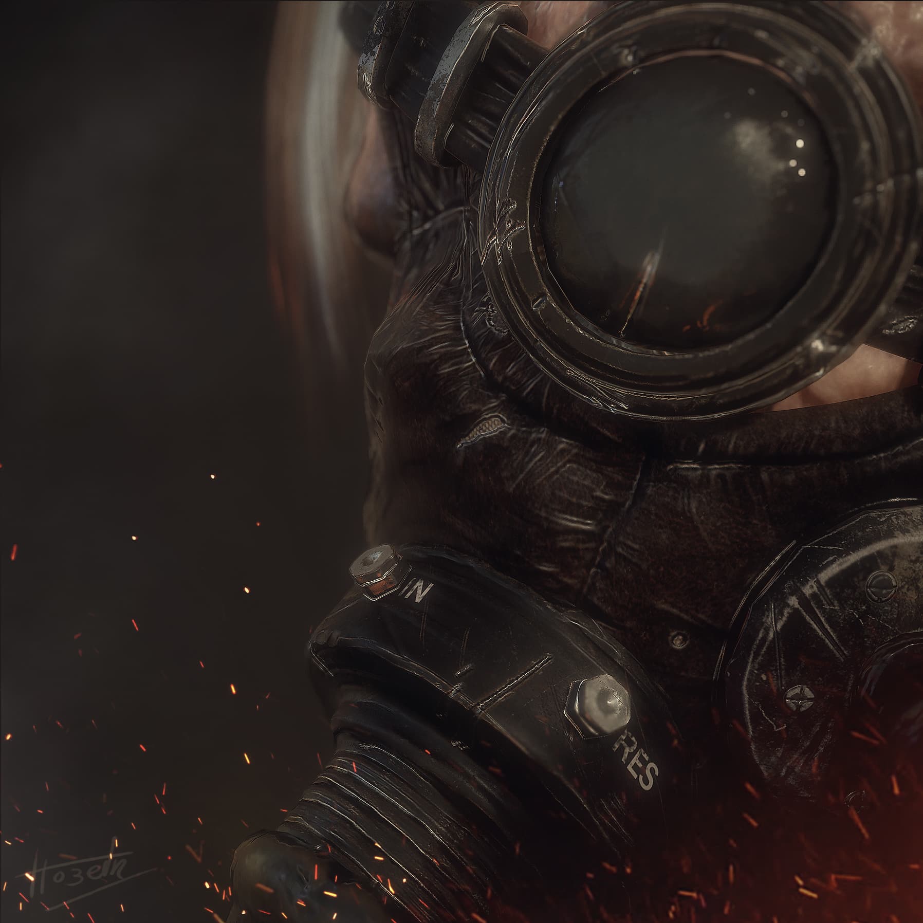 Real time Gas mask character